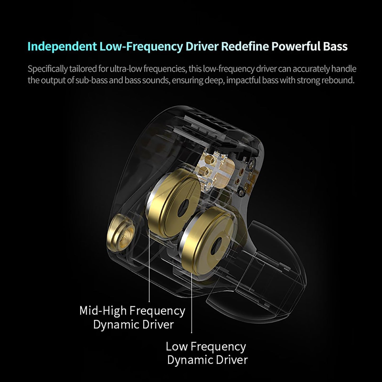 KZ Castor Pro Auriculares In-Ear Monitor HiFi con Bass Mejorado – IEM con Doble Driver Dinámico 10mm, 16 Perfiles de Sonido Ajustables, Cable Desmontable 2PIN-C – Gaming y Música