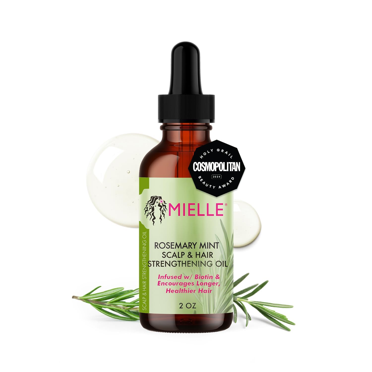 Rosemary & Mint Hair Oil | Tratamiento para Cuero Cabelludo Seco y Puntas Abiertas | Con Biotina + Aceites de Romero, Menta, Ricino, Árbol de Té, Jojoba y Coco | Fortalece, Calma e Hidrata | Apto Todo Tipo de Cabello | 59 ml