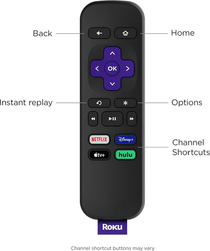 Roku Express | Reproductor de Streaming HD con Control Remoto Simple, HDMI Incluido, TV en Vivo & Gratuita, Compatible con Alexa, Google & Siri