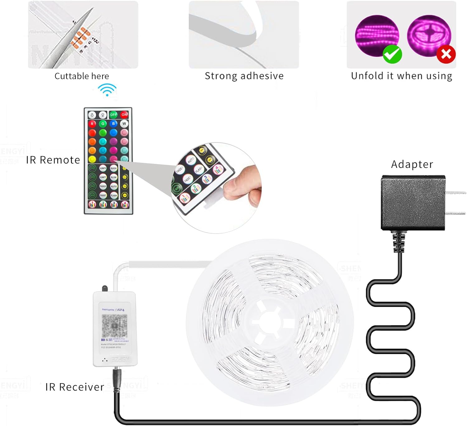 Tira LED 100FT RGB con Control por App y Control Remoto, Luces LED con Sincronización Musical, Temporizador y Adhesivo Fácil de Instalar – Decoración para Habitación, Sala y Fiestas