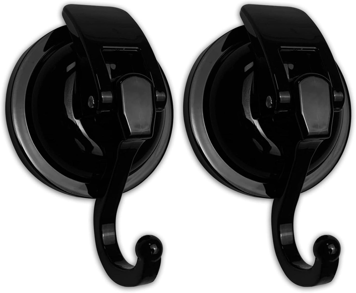 Ganchos de ducha de succión al vacío resistentes | Ventosa de vidrio | Paquete de 2 | Color: negro