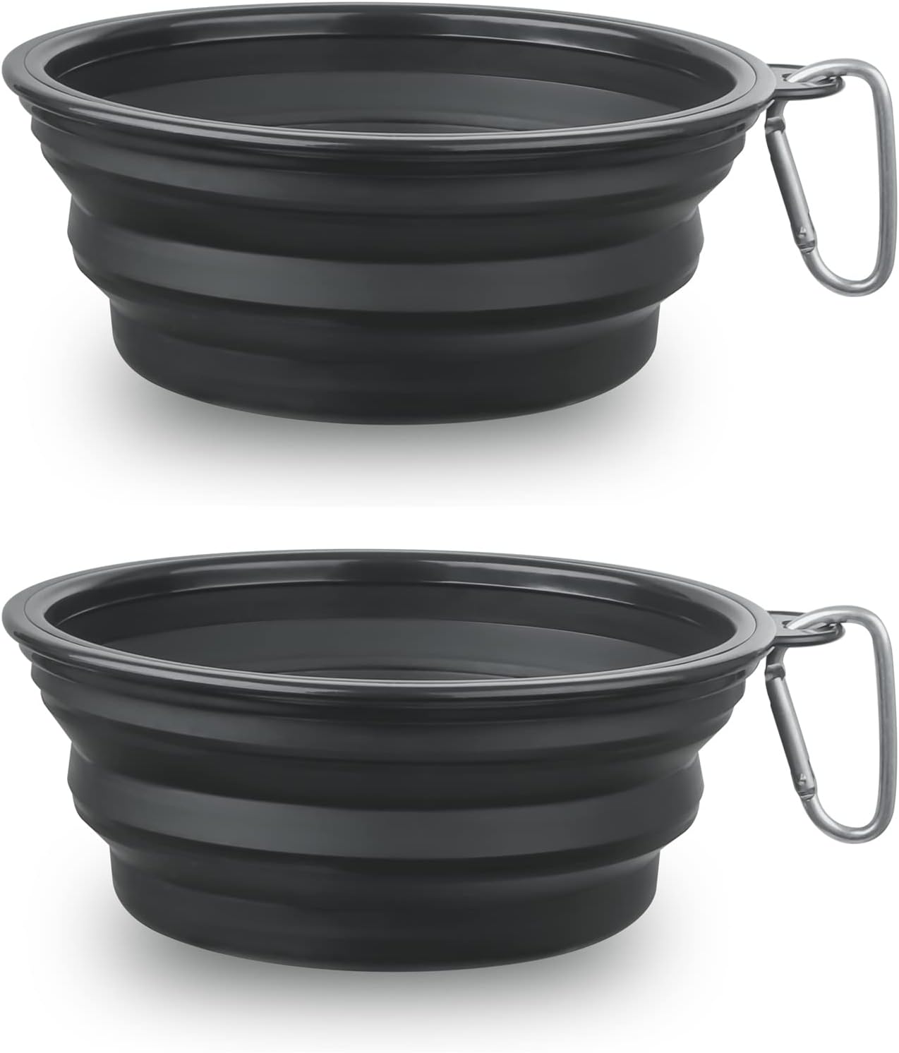 Bowls Plegables para Perros y Gatos (2 Pack) | Portátiles con Mosquetón para Agua y Comida | Viajes, Paseos y Camping