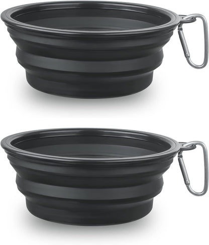 Bowls Plegables para Perros y Gatos (2 Pack) | Portátiles con Mosquetón para Agua y Comida | Viajes, Paseos y Camping