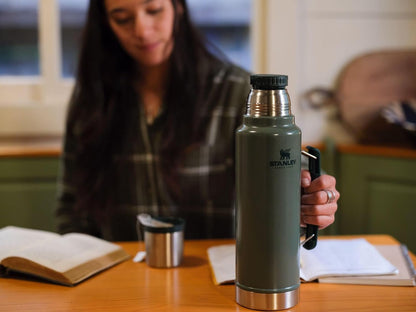 Classic Legendary Vacuum Bottle 1.5 Qt | Wide Mouth with Leakproof Cup Lid | Keep Drinks Hot or Cold | Packable for Travel | Insulated Stainless Steel Thermos | Bpa-Free | Hammertone Green