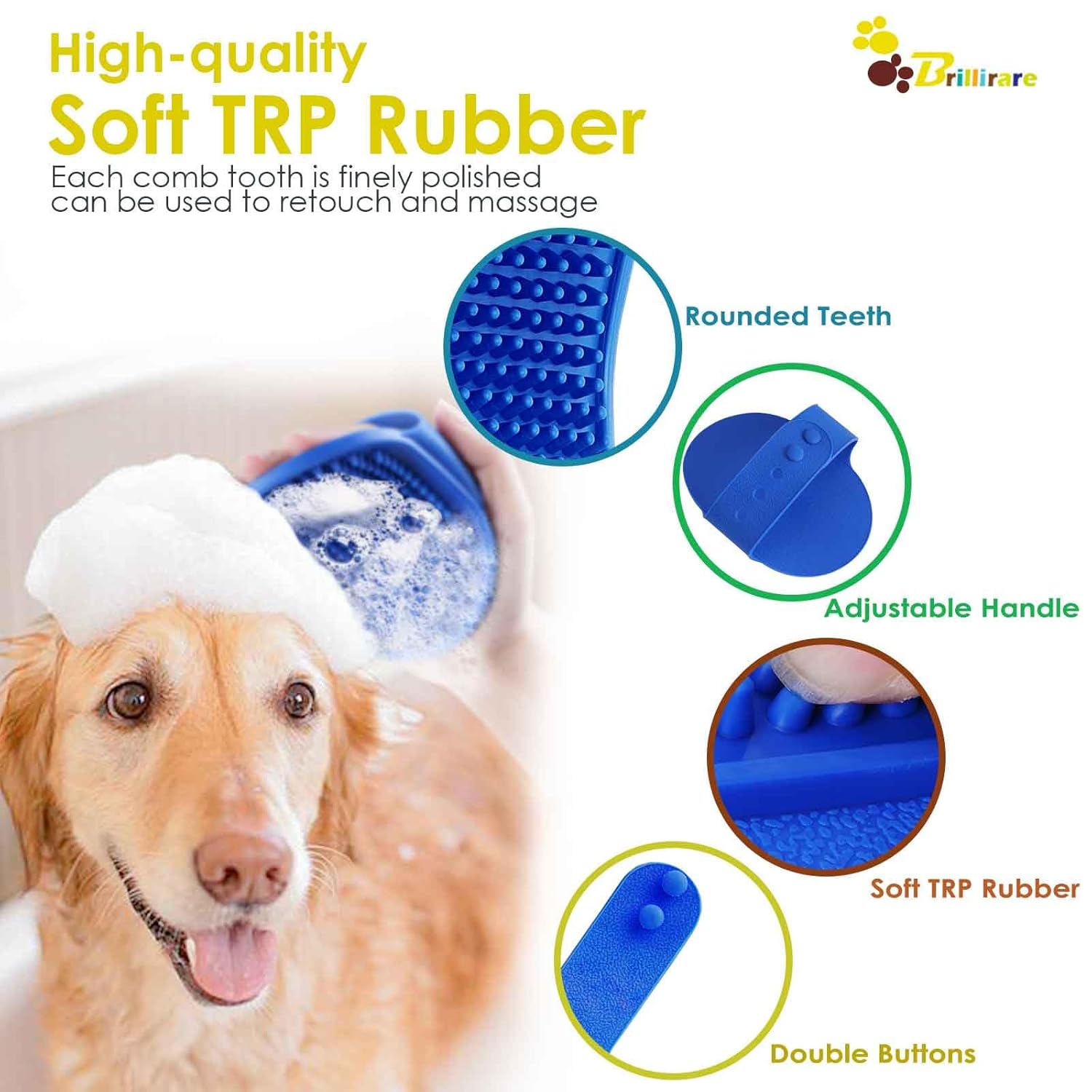 Set de 2 Cepillos de Silicona para Perros y Gatos | Cepillo de Baño y Grooming con Mango Ajustable | Masaje, Deshedding y Limpieza Suave