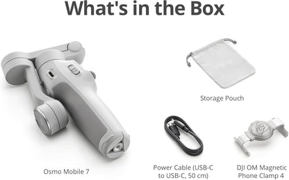 DJI Osmo Mobile 7 Gimbal Estabilizador para Smartphone – 3 Ejes, ActiveTrack 7.0, Trípode Integrado, Ultraliviano, Hasta 10 h 