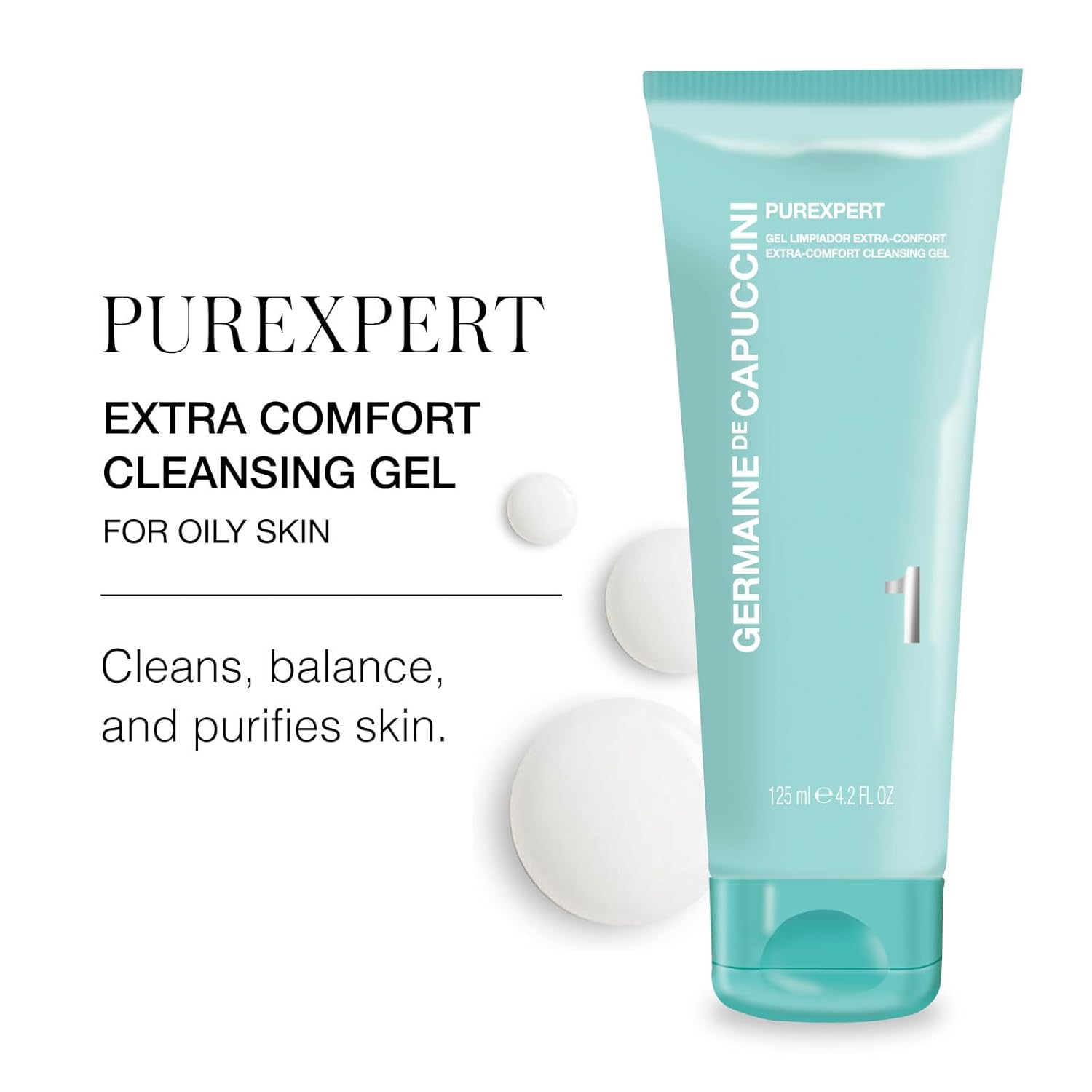 Germaine de Capuccini Purexpert Dual Routine | Gel Limpiador Extra-Confort + Crema Hidratante Facial | Limpia sin resecar & Hidrata con confort | Piel normal/mixta (tendencia a imperfecciones) | 2 x 125 ml