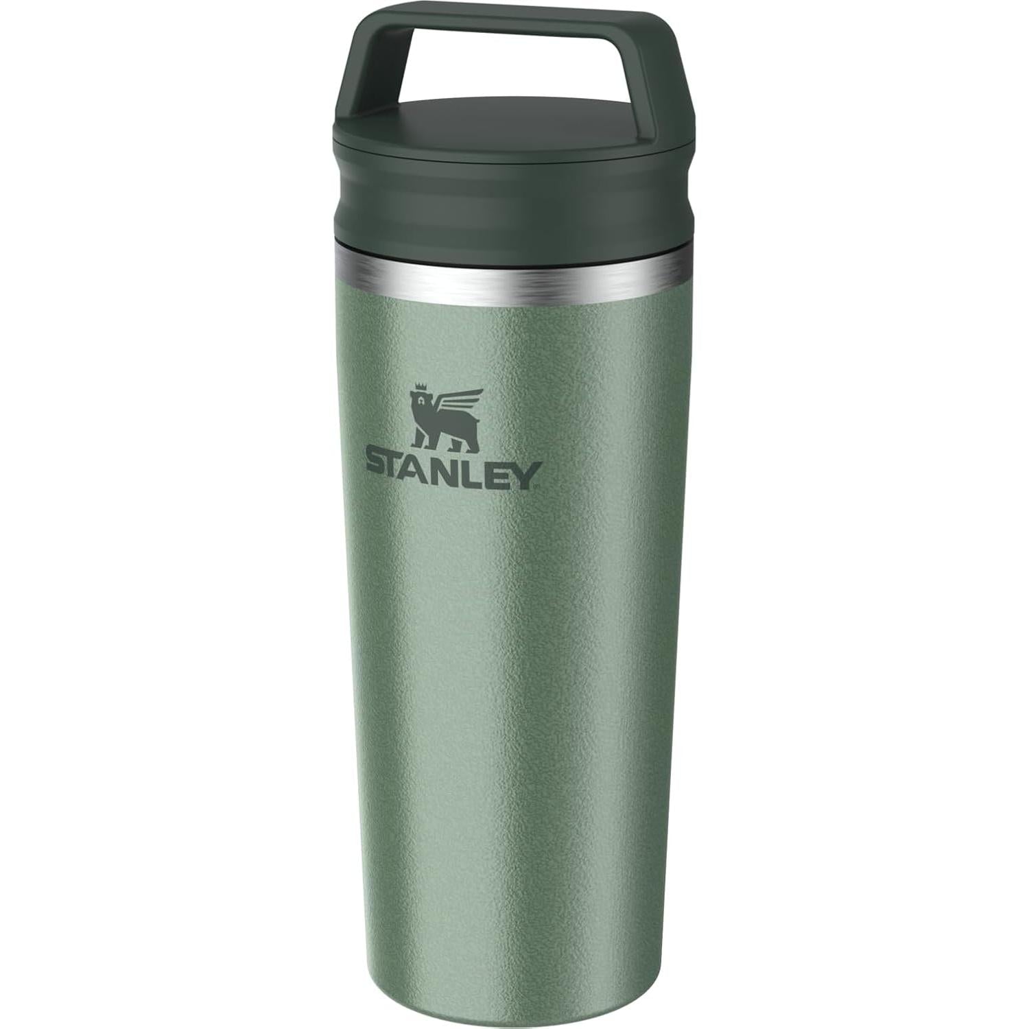 Cafe to Go Travel Mug 16 Oz | Leakproof Two-Part Drink through Lid | Tumbler Cup for Coffee, Tea and Drinks | Insulated Stainless Steel Coffee Mug | Bpa-Free | Hammertone Green