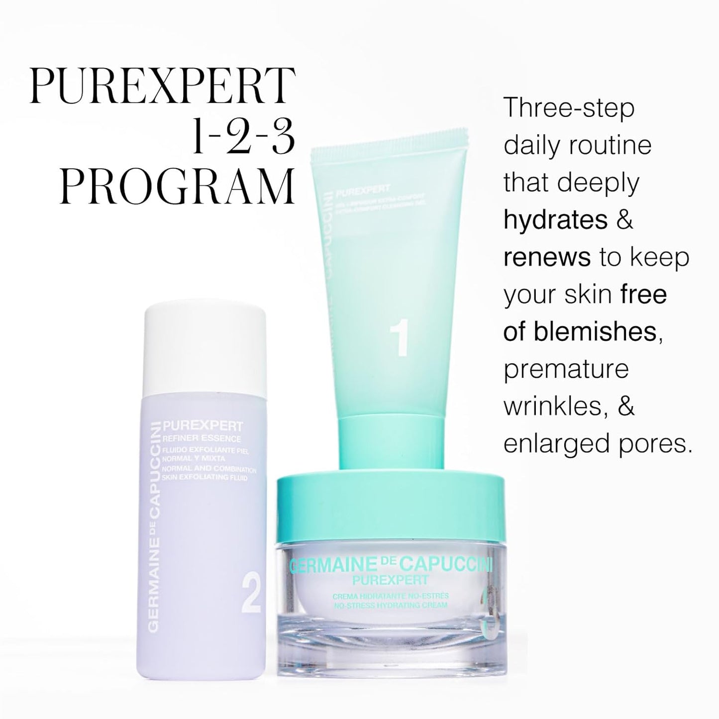 Germaine de Capuccini Purexpert No-Stress Hydrating Cream | Crema Hidratante & Equilibrante | Piel joven normal/mixta con tendencia acneica | Con Phytocomplex Stress-Reduction (mijo) | Confort, Luminosidad & Suavidad | 50 ml