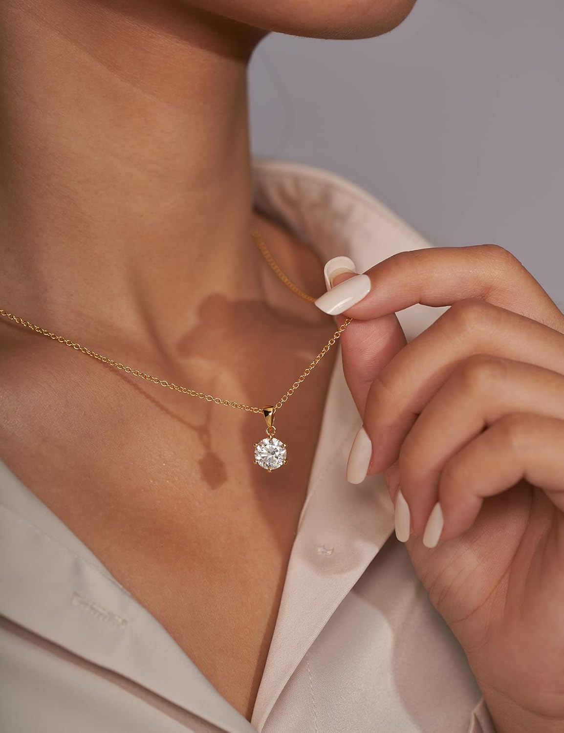 Collar Colgante Moissanita para Mujer | Plata de Ley con Baño de Oro Blanco 18K | 1-3 Quilates D Color VVS1 | Joyería Fina y Elegante