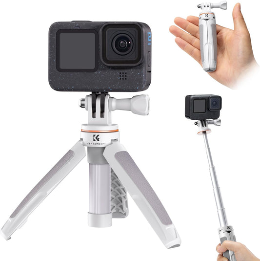 Trípode Selfie Stick para GoPro – Mini trípode extensible 32 cm, ultraligero 67 g, anillo amortiguador y base antideslizante | Compatible con GoPro HERO 13/12/11/10/9/8/7/6/5, MAX, DJI Osmo Action, Insta360, AKASO