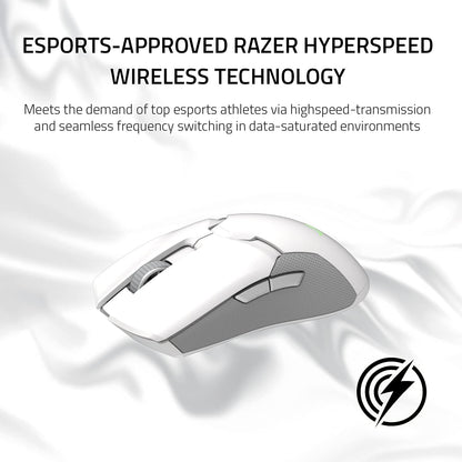 Razer Viper Ultimate – Mouse Gamer Inalámbrico Ultraliviano con Base de Carga RGB, Mercury White