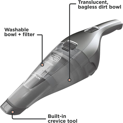 Aspiradora de Mano Inalámbrica Dustbuster 8V, Portátil con Filtro Lavable, Boquilla Angosta y Cepillo para Tapizados – Ideal para Limpieza Rápida (HNVC220BCZ01)