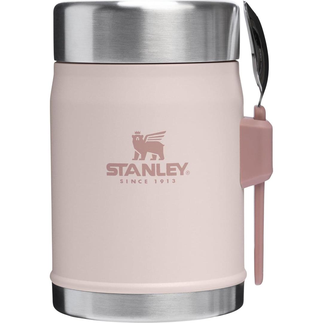 Classic Food Jar and Spork 14 Oz | Vacuum Insulated Thermos Food Container | Wide Mouth Screw on Lid | Packable for Travel | Stainless Steel with Leakproof Lid | Bpa-Free | Hammertone Green