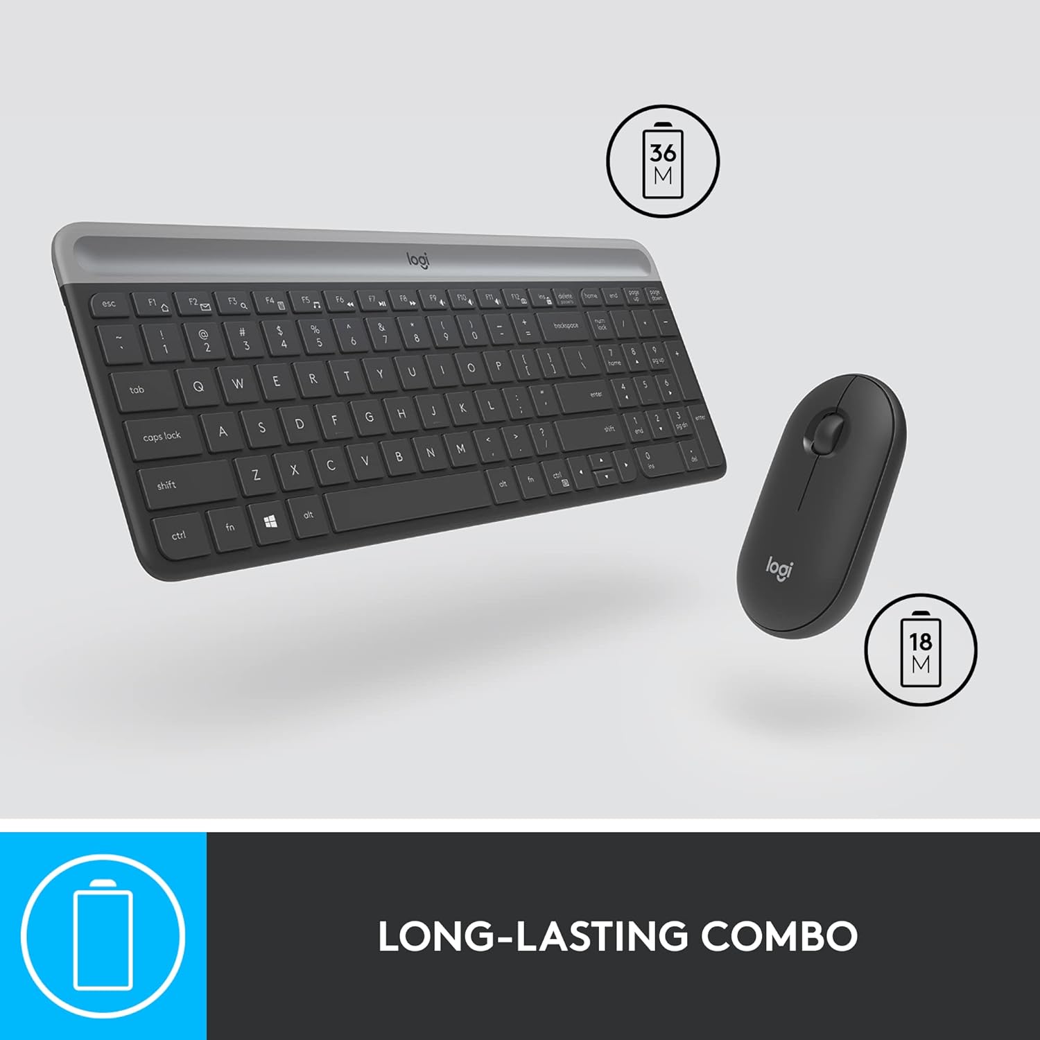 Logitech MK470 Combo Slim – Teclado y Ratón Inalámbricos (Grafito)