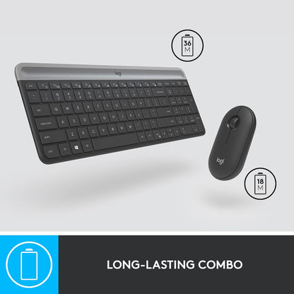 Logitech MK470 Combo Slim – Teclado y Ratón Inalámbricos (Grafito)