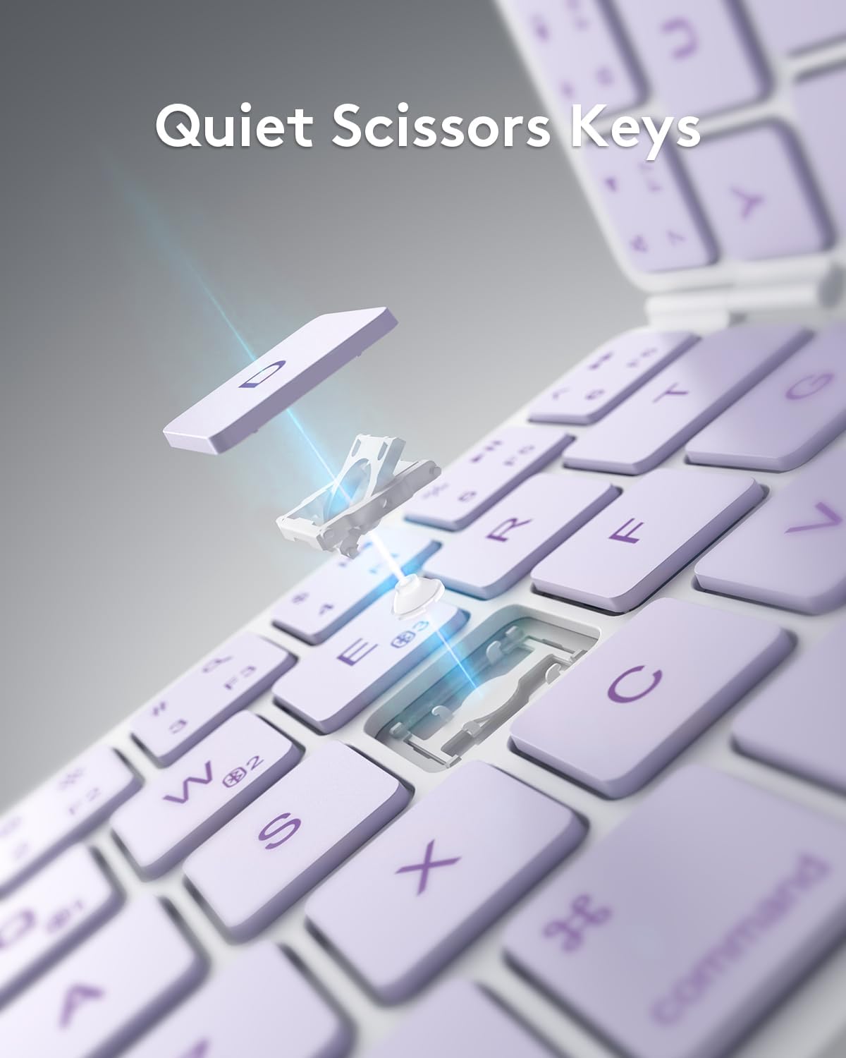 Teclado plegable Bluetooth | Tamaño completo | Ultra delgado Recargable | Conecta iOS, Android, Windows, teléfono | Color: Violeta