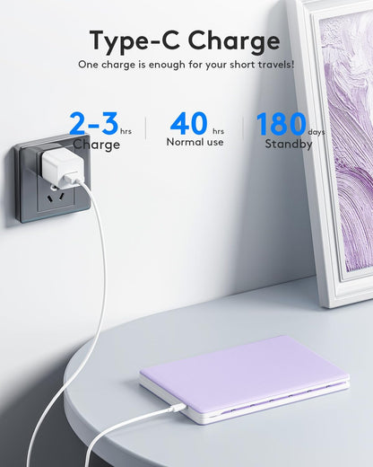 Teclado plegable Bluetooth | Tamaño completo | Ultra delgado Recargable | Conecta iOS, Android, Windows, teléfono | Color: Violeta