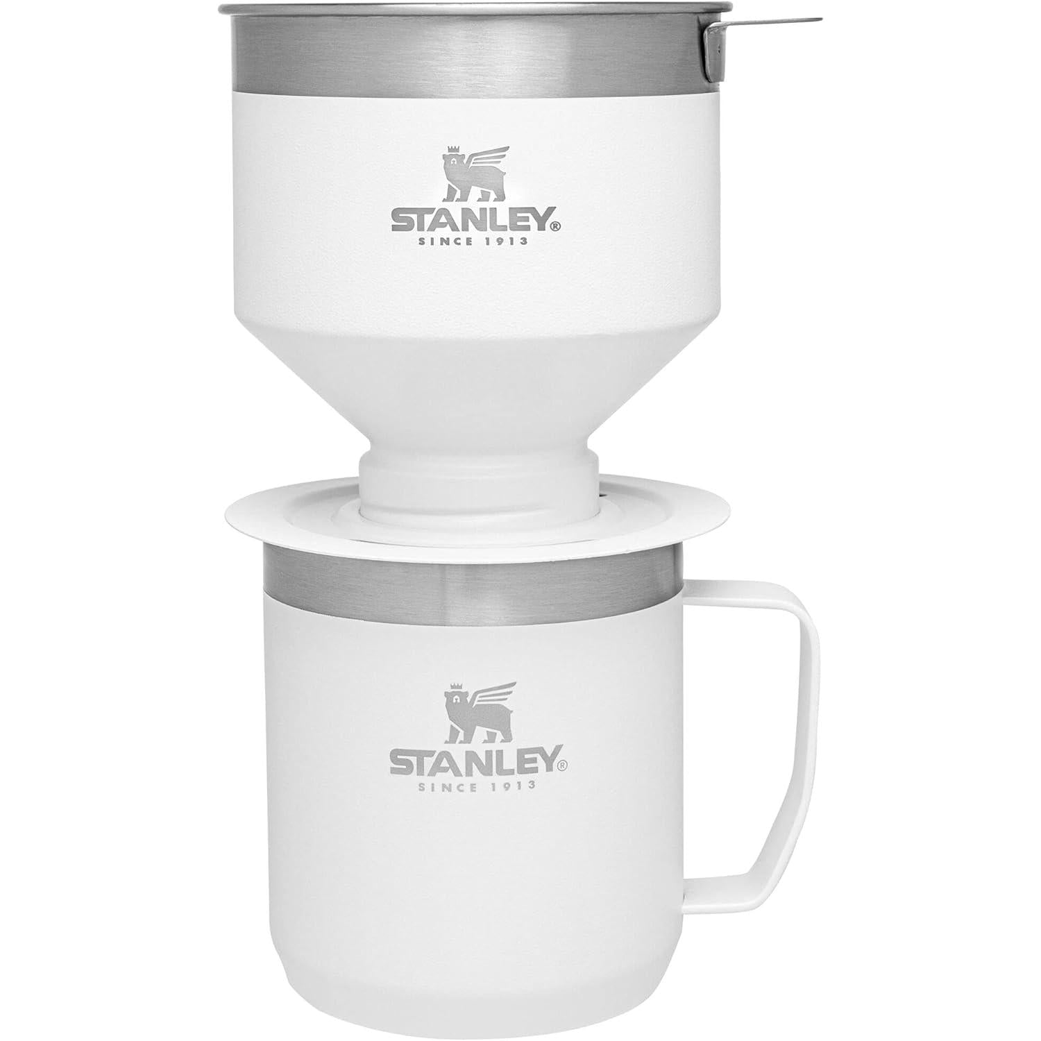 Perfect Brew Pour over Set | 12 Oz Camp Mug with Lid Included | Drip Coffee Maker with Reusable Filter | Insulated Stainless Steel | Bpa-Free | Hammertone Silver