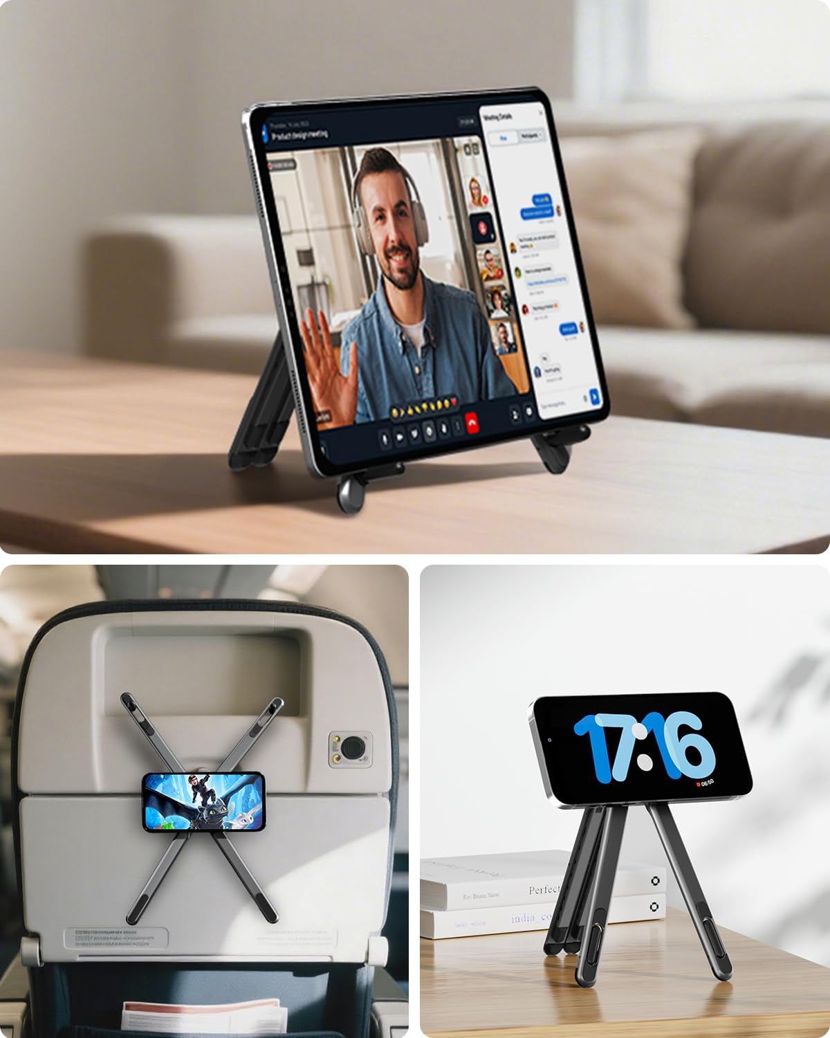 Trípode magnético para teléfono | Soporte multifuncional 3 en 1 para iPhone, iPad, laptop | Altura de 8 niveles y ángulo ajustable | Soporte portátil para laptop | Aleación de aluminio