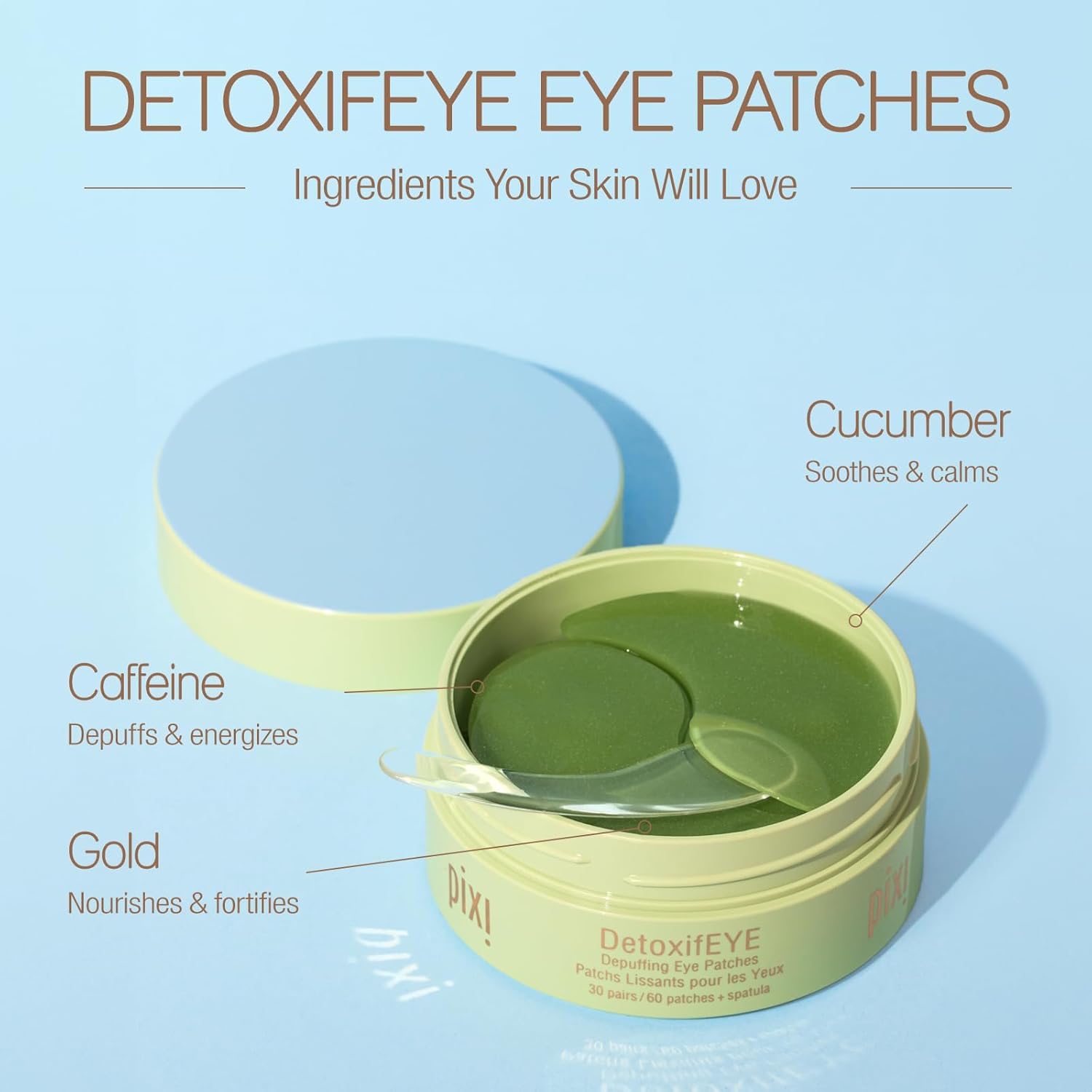 Pixi DetoxifEYE – Parches de Hidrogel para Ojos (30 pares / 60 unidades)