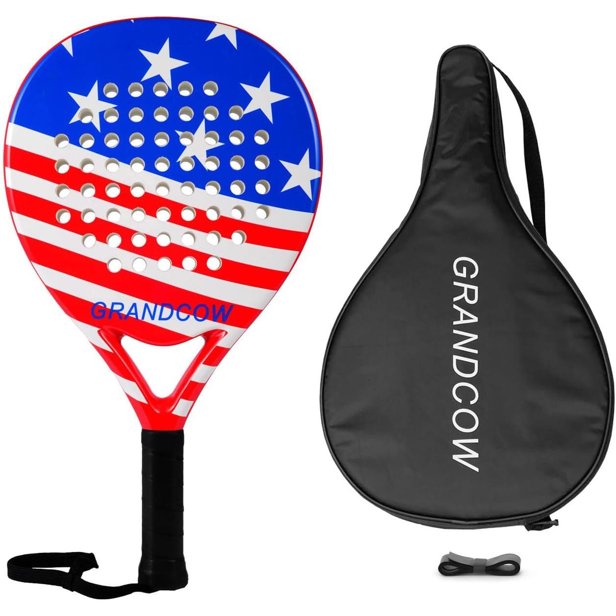 Padel Racket Palas De Padel Raqueta Lightweight for Women Female Players Teardrop Shape, Soft EVA Core, Fiberglass Surface, Beginner to Intermediate Arm Friendly All round Racquet 38Mm