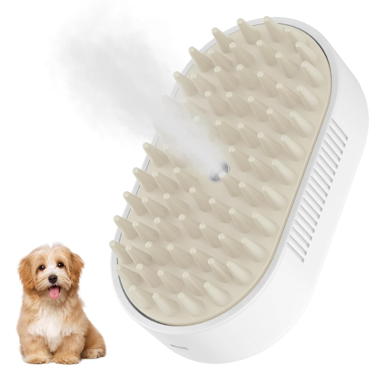 Cepillo a Vapor 3 en 1 para Perros y Gatos | Masaje, Limpieza y Eliminación de Pelo Suelto | Recargable con Silicona Suave