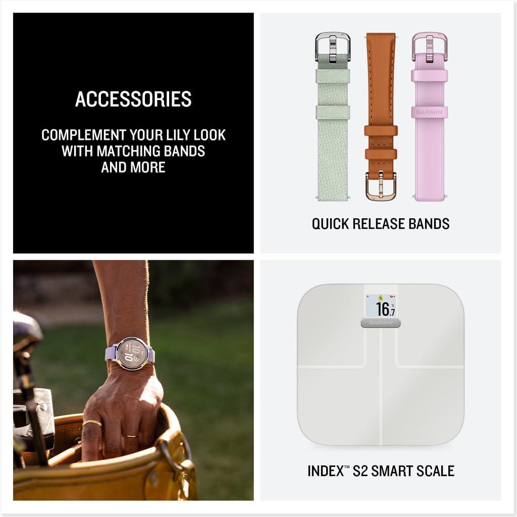 Garmin Lily 2 Active Smartwatch Mujer – Diseño Elegante con GPS Integrado, Salud & Fitness, 9 Días de Batería – Silver/Purple Jasmine