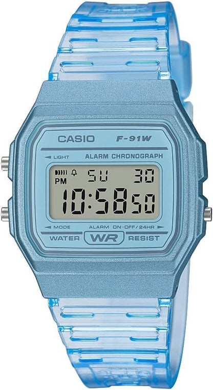 F91W Series | Digital Watch | Water Resistant | LED Light | 1/100 SEC Stopwatch | Regular Time Keeping (HR, Min, SEC, PM, Date, Day) | Daily Alarm | Lightweight | 7 Year Battery