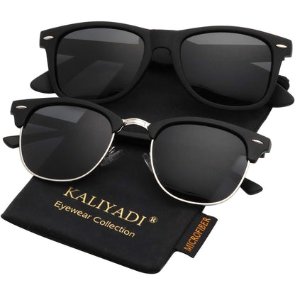KALIYADI - Lentes de sol polarizados para conducir, media montura, con bloqueo de rayos ultravioleta, para hombre y mujer