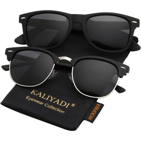 KALIYADI - Lentes de sol polarizados para conducir, media montura, con bloqueo de rayos ultravioleta, para hombre y mujer
