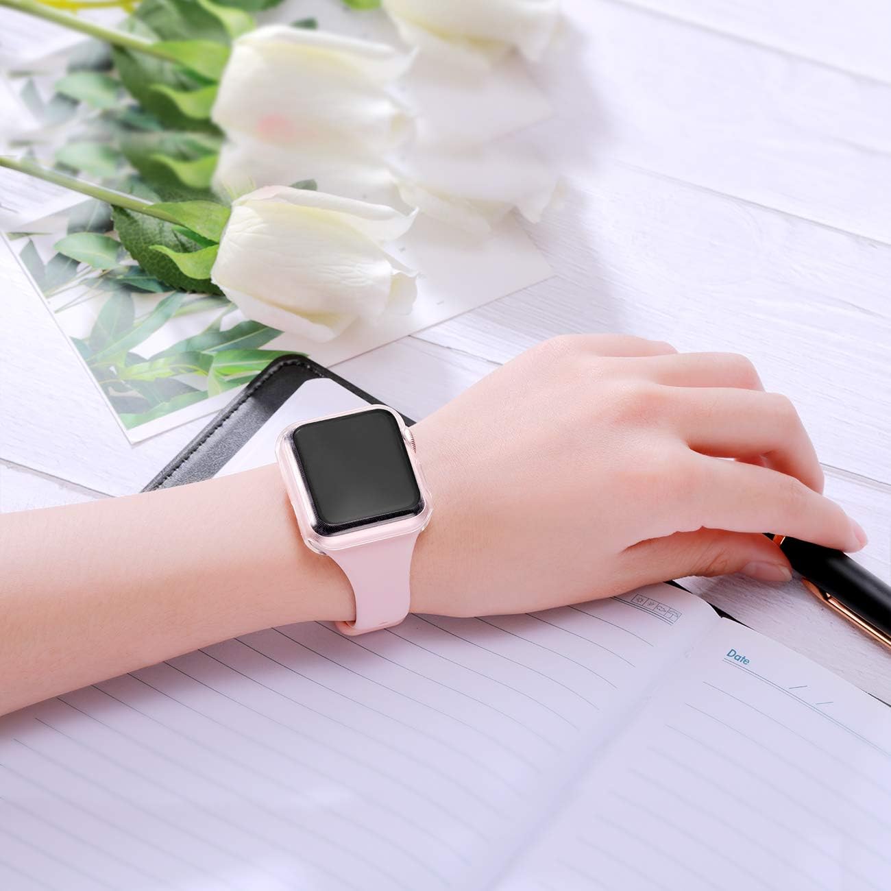 Juego de 3 fundas para Apple Watch de 1.49 pulgadas | Protector de pantalla de alta sensibilidad HD y TPU y protección anticaídas de 360º | Para iWatch Series 3/2/1 | Transparentes