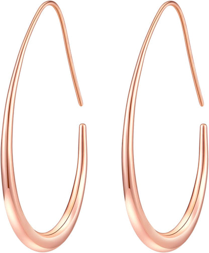 Aros Hoop Ovalados Mujer – Livianos Teardrop, 14K Gold/White Gold Plated, 40mm 