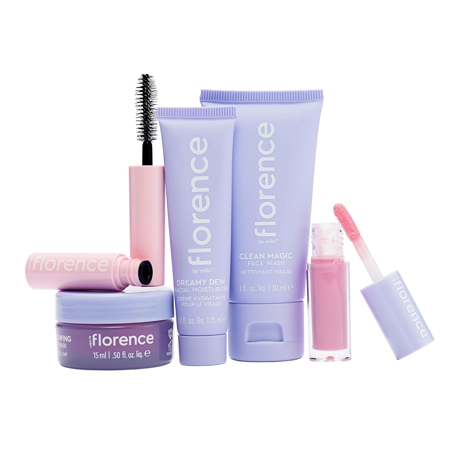 Florence by Mills Ava’s Mini & Mighty Essentials Kit | Set de Skincare y Maquillaje en Mini Tamaños con Neceser – Edición de Viaje, Vegano & Cruelty-Free