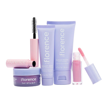 Florence by Mills Ava’s Mini & Mighty Essentials Kit | Set de Skincare y Maquillaje en Mini Tamaños con Neceser – Edición de Viaje, Vegano & Cruelty-Free