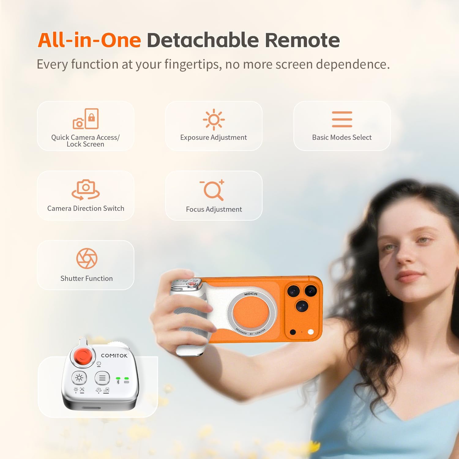 Accesorio para filmar | UGC | Compatible con iOS17 e iOS18 | Agarre magnético | Control remoto
