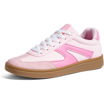 Zapatillas retro para mujer | Estilo vintage | Cuero y gamuza Rosa
