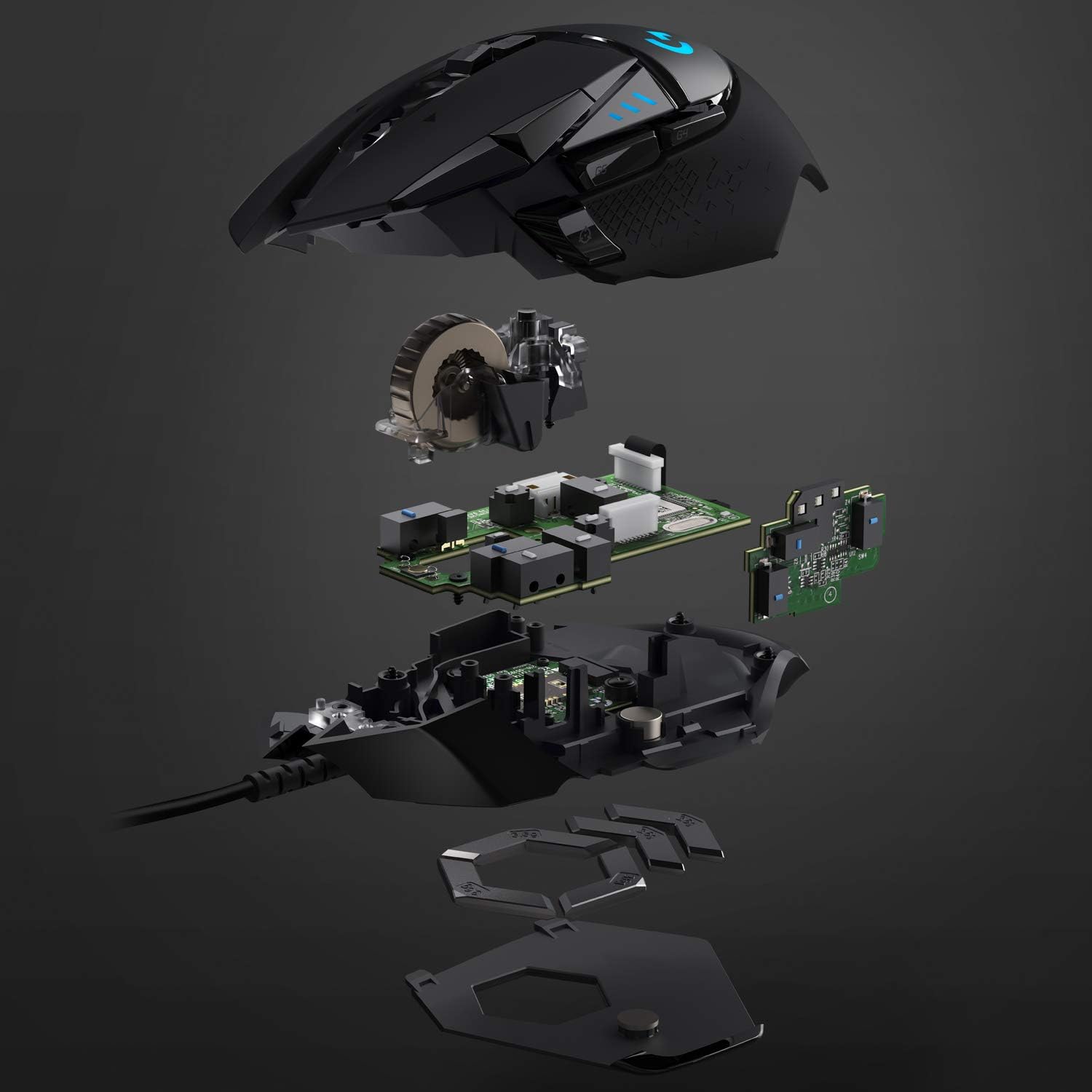 Logitech G502 HERO – Mouse Gamer con Cable de Alto Rendimiento, Sensor HERO 25K, 25.600 DPI, RGB, Pesos Ajustables y 11 Botones Programables