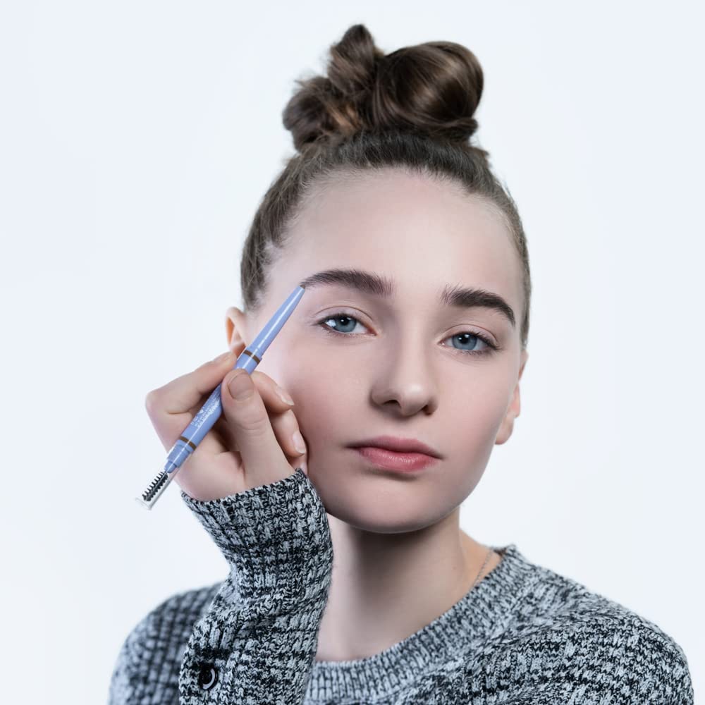 Florence by Mills Tint N Tame Eyebrow Pencil Dark Brown | Lápiz de Cejas con Punta Angular y Cepillo Spoolie – Vegano & Cruelty Free – 0.25 g
