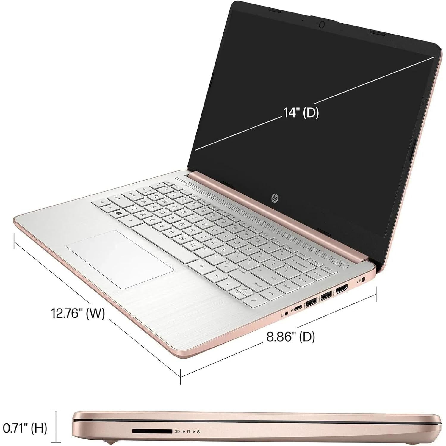 Laptop HD de 14 pulgadas con tecnología IA | Microsoft Office y almacenamiento en la nube de 1 TB incluido durante 1 año | 16 GB de RAM | SSD de 128 GB y SSD portátil de 128 GB | CPU Intel de 4