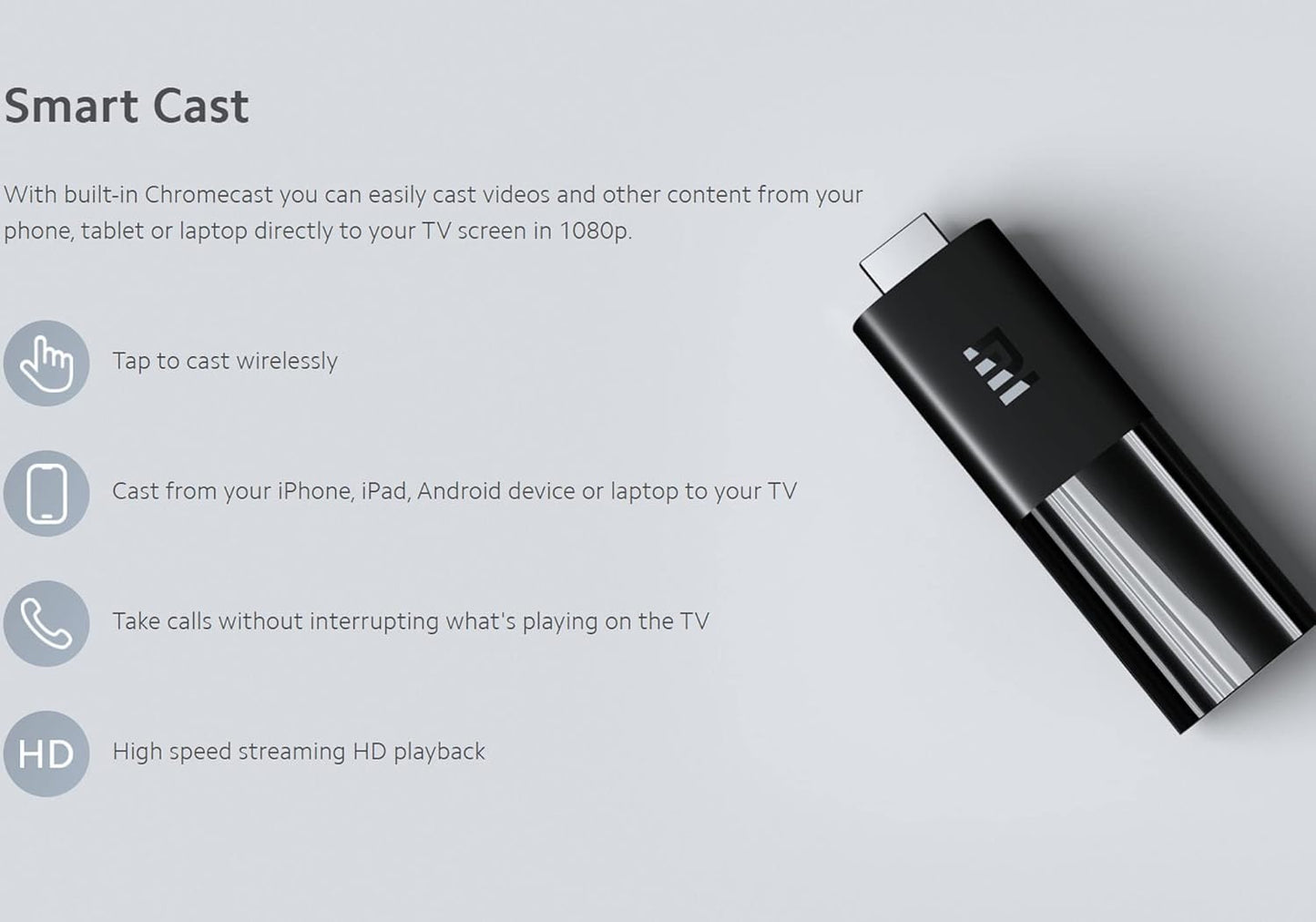 Mi TV Stick 1080P HDR – Android TV 9.0, 1GB RAM + 8GB ROM, Chromecast Integrado, Control por Voz, Streaming Portátil con Bluetooth Remote