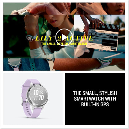 Garmin Lily 2 Active Smartwatch Mujer – Diseño Elegante con GPS Integrado, Salud & Fitness, 9 Días de Batería – Silver/Purple Jasmine