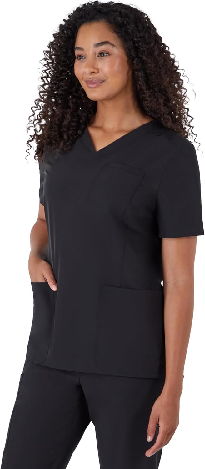 Chaquetilla  para Mujer | Camisetas Sanitarias Elásticas | Absorbe la Humedad | Espalda estilizada | Color: Negro