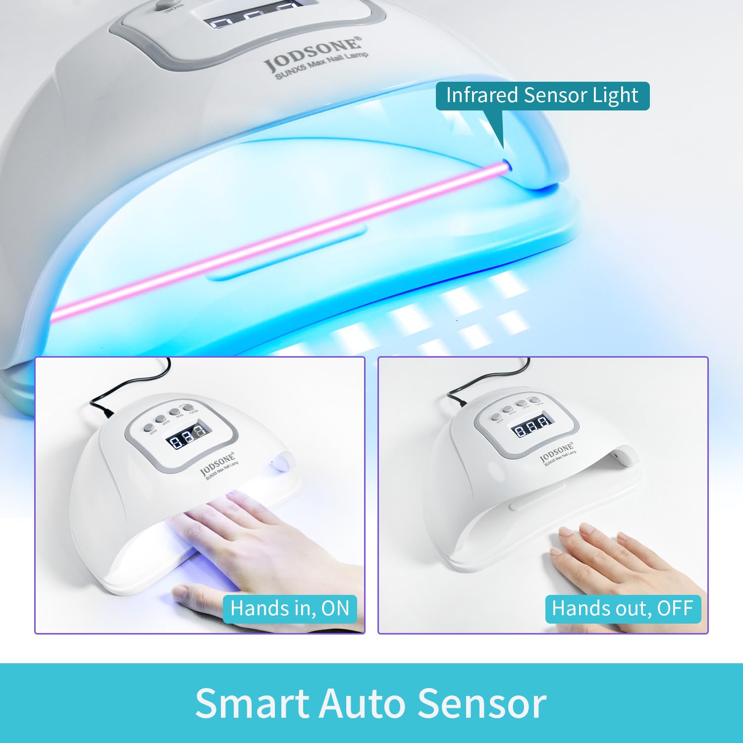 Lámpara de uñas LED UV | Secador de uñas para esmalte de gel, lámpara de uñas de gel LED con sensor automático y 4 temporizadores