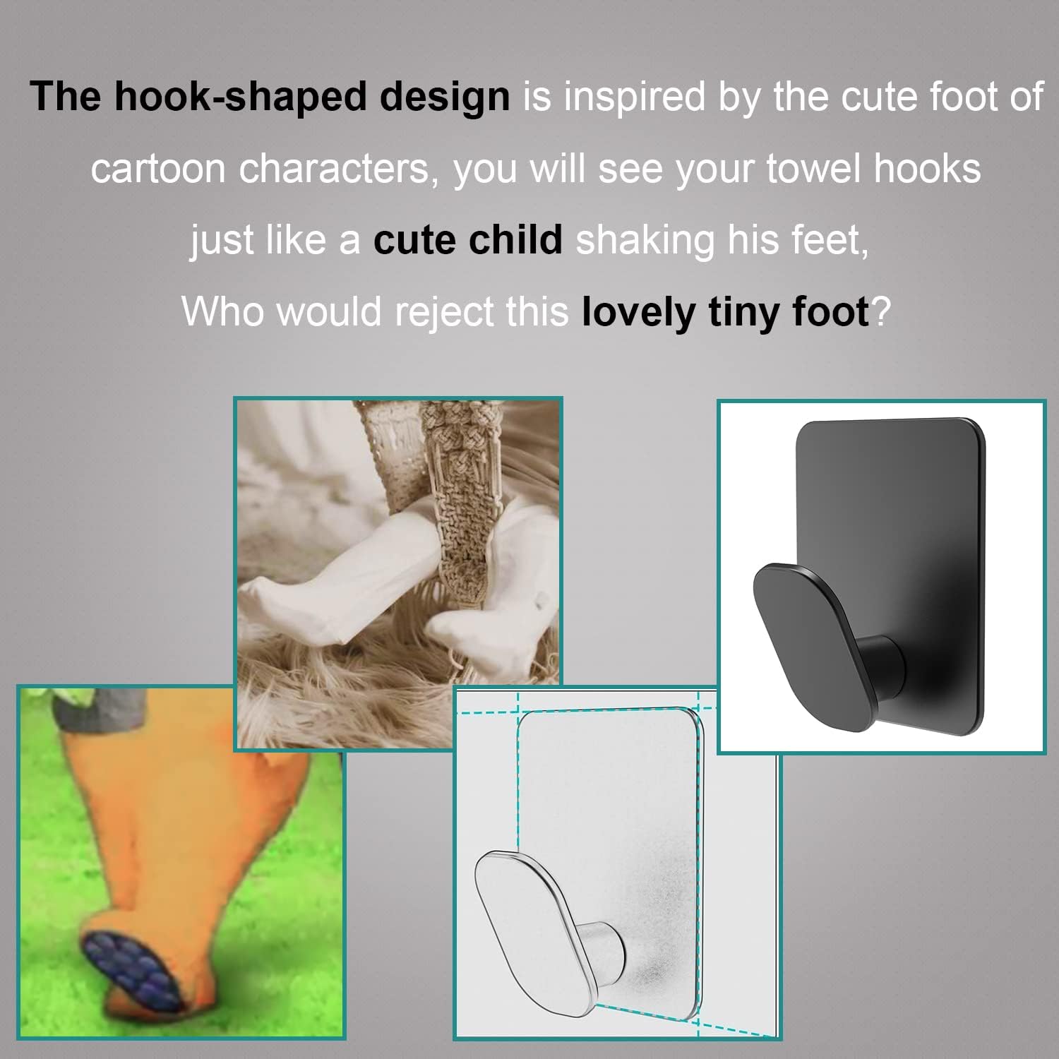 Ganchos adhesivos | Paquete de 4 ganchos de pared para toallas/abrigos | Para baño o cocina