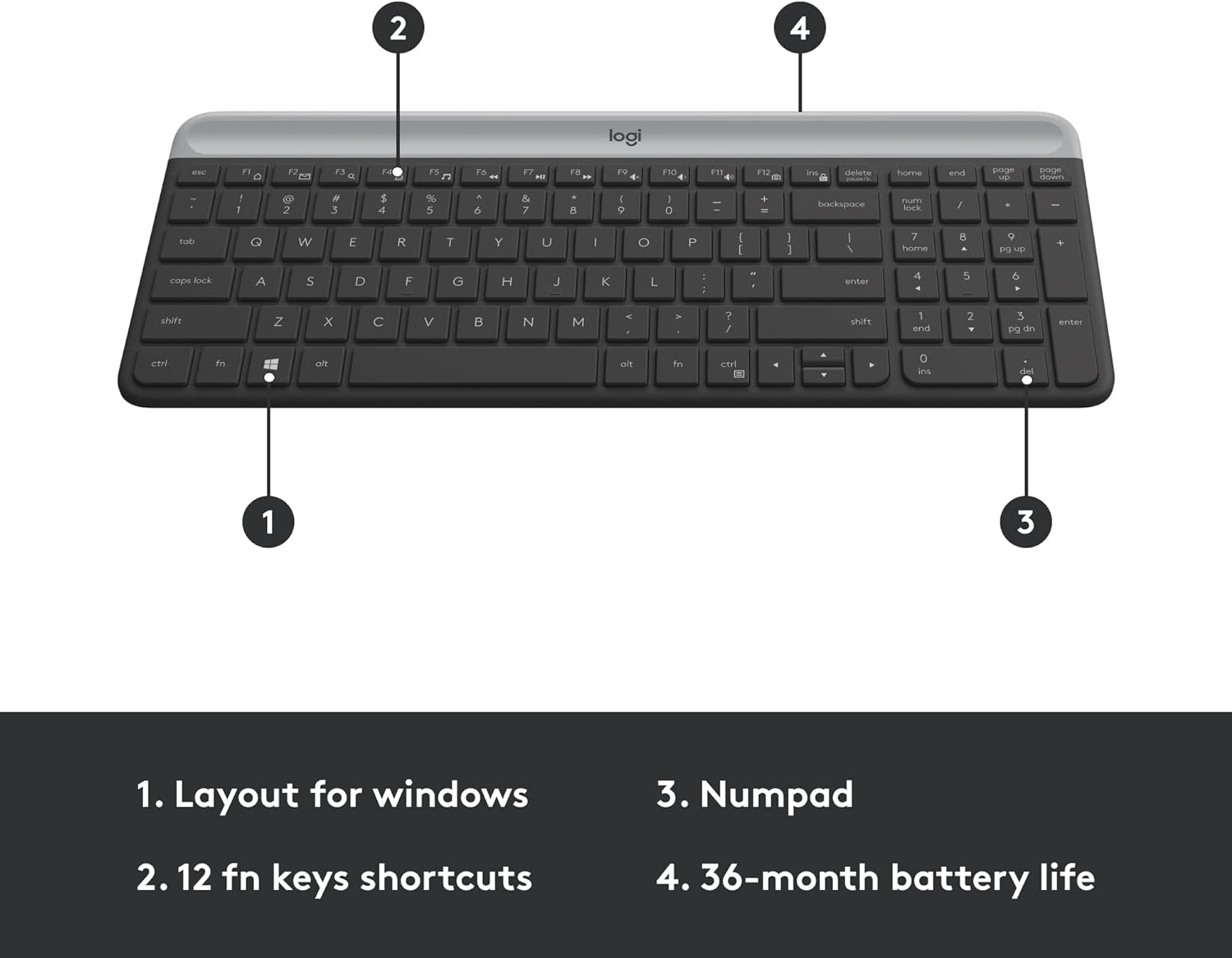 Logitech MK470 Combo Slim – Teclado y Ratón Inalámbricos (Grafito)