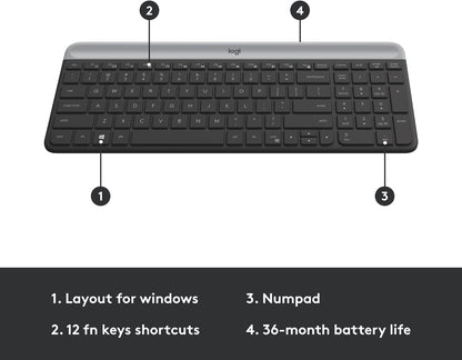 Logitech MK470 Combo Slim – Teclado y Ratón Inalámbricos (Grafito)