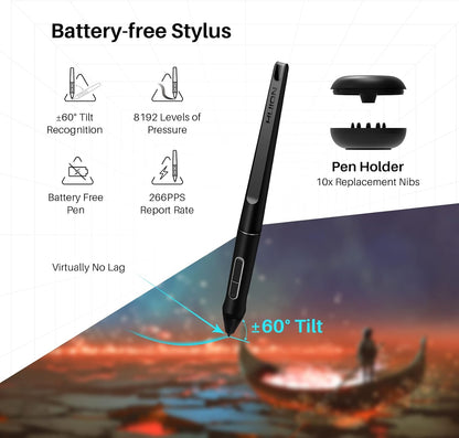 Tablet Pro 16 | Tablet de dibujo con pantalla | Lápiz | Vidrio antirreflejo | 6 teclas de acceso directo | Tableta gráfica para dibujar