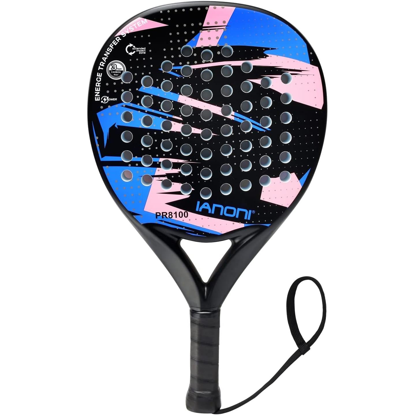 Padel Racket Carbon Fiber Surface with EVA Memory Flex Foam Core Lightweight Padel Racquet