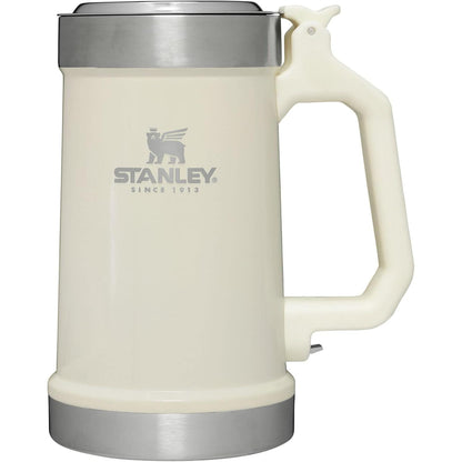 Classic Bottle Opener Beer Stein 24 Oz | Flip up Lid and Heavy Duty Handle with Built in Bottle Opener | Insulated Stainless Steel Beer Mug | Bpa-Free | Hammertone Green
